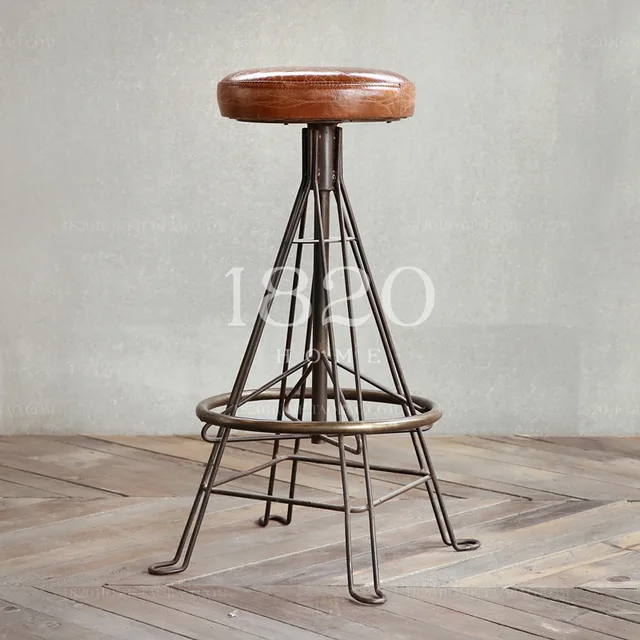 American Retro Loft Mix And Match Leather Stool Surface American Retro Loft Mix And Match Leather Stool Surface Cast Iron Base To