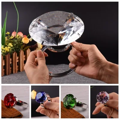 

Nicro Creative Crystal Big Diamond Wedding Proposal Prop Valentine's Day Confession To Give Girlfriend Birthday Gift #Oth79