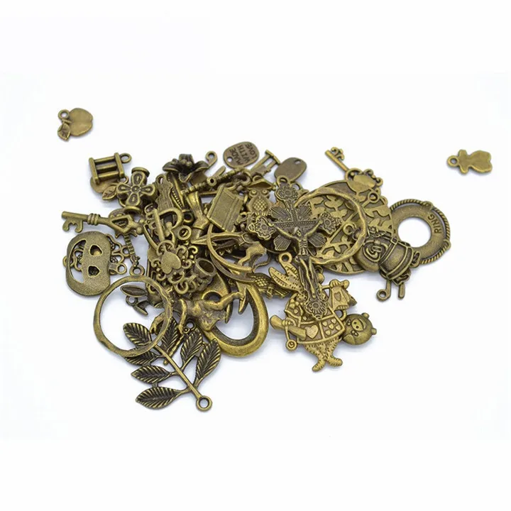 1 50glot Multiple Styles Diy Jewelry Making Silver Alloy Cabochon Gold Jewelry Fndings Skull Pandant Diy Jewelry Accessories 30