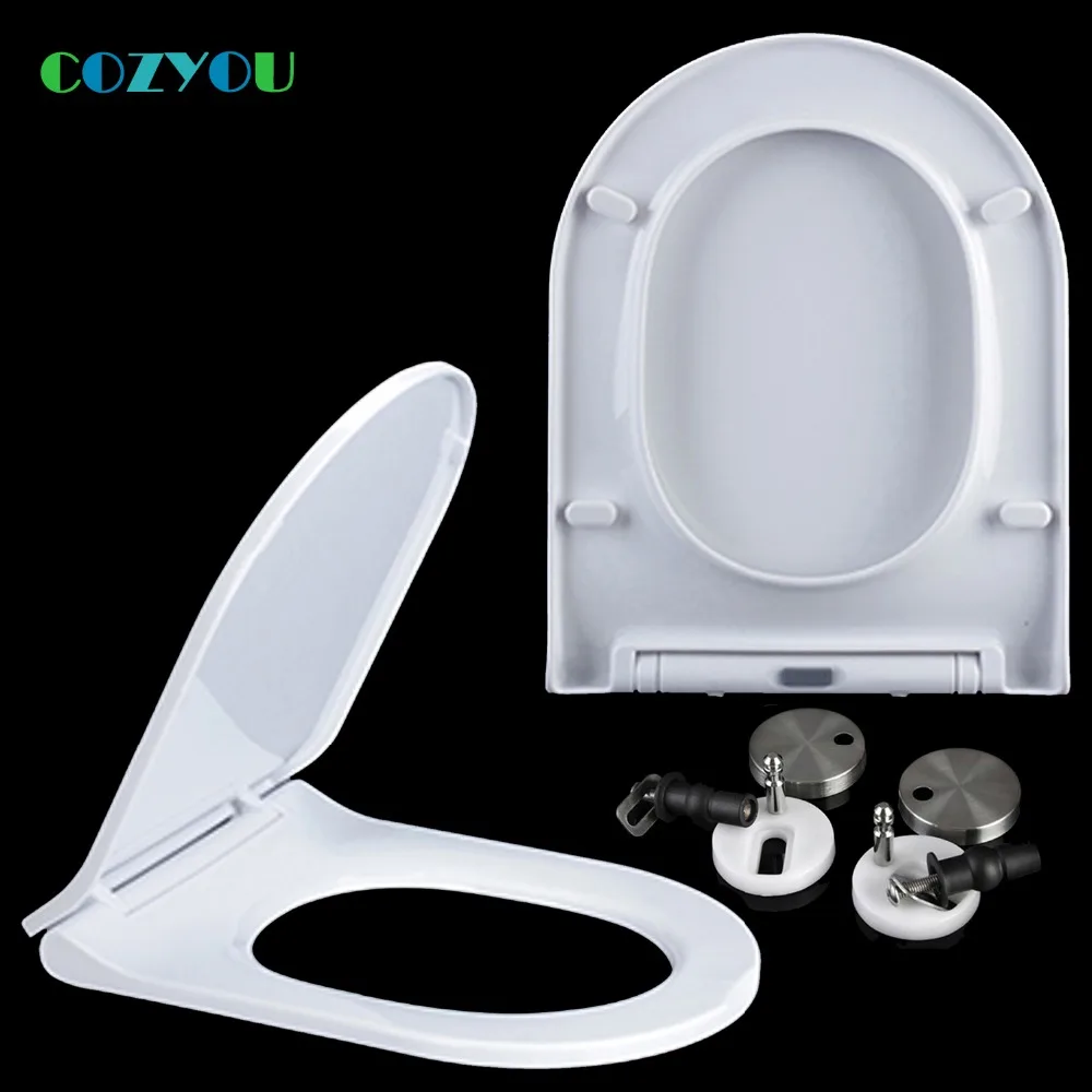 U Elongated Toilet seat soft Close Double button Quick-Release PP White length 400mm to 473mm width 342mm 362mm GBP17324SU | Обустройство