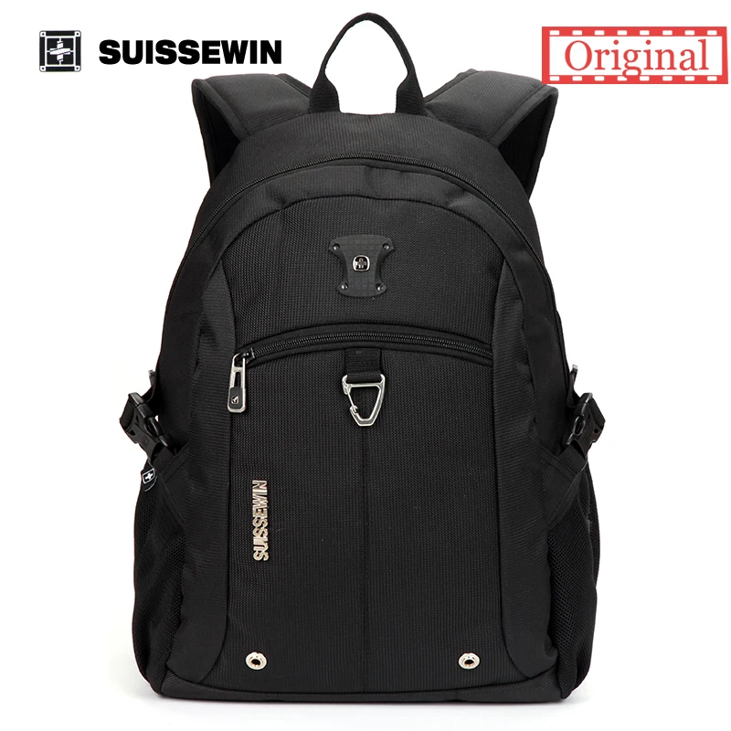 

Suissewin Brand Men's Backpack Black Waterproof Travel High Quality School Backpack For Teenage Boys and Girls
