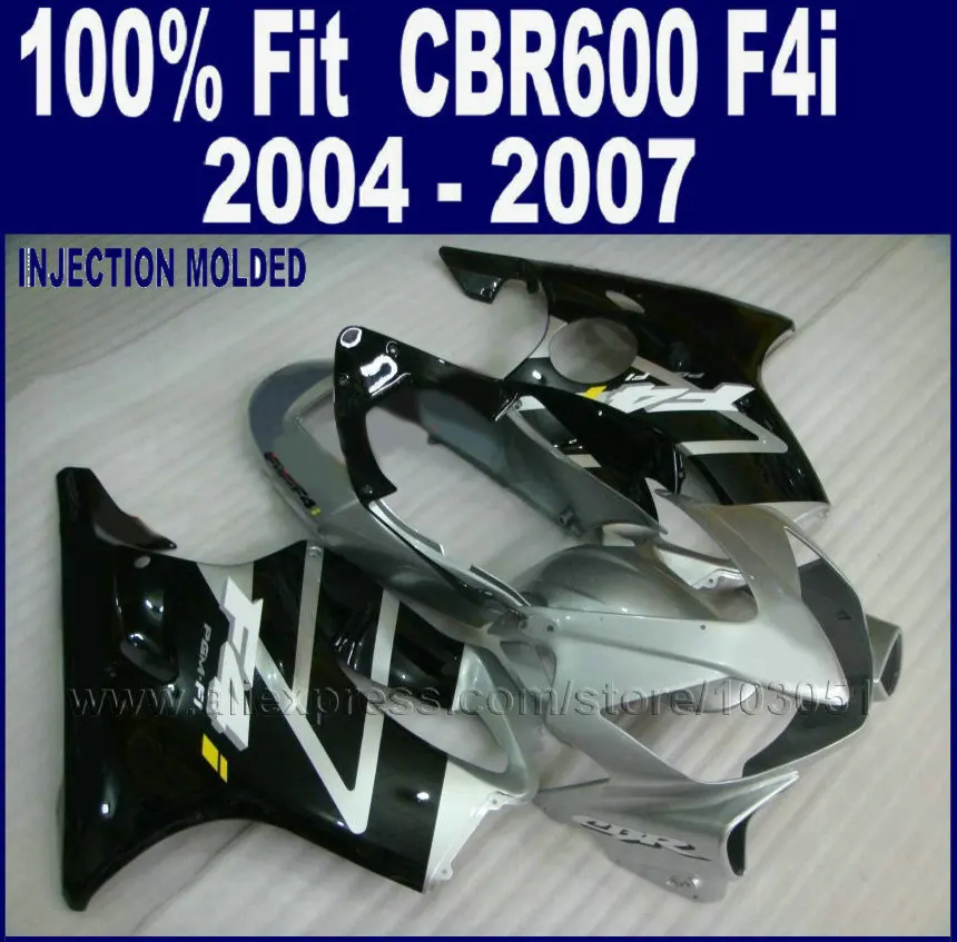 

Silver Black Custom Fairing ABS Plastic For Honda 2004 2005 CBR600F4i 2006 2007 Cbr 600 F4i 04 05 06 07 Body Repair Parts