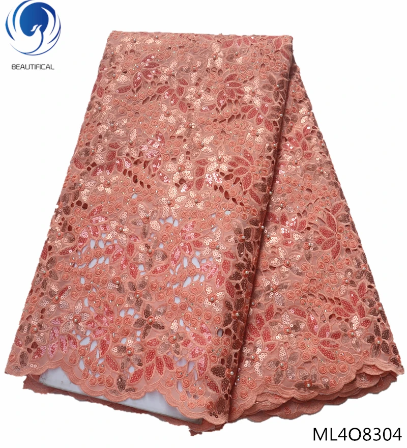 

BEAUTIFICAL nigerian lace fabric latest 2019 lace fabric organza lace with sequins high quality elegant styles for woman ML4O83