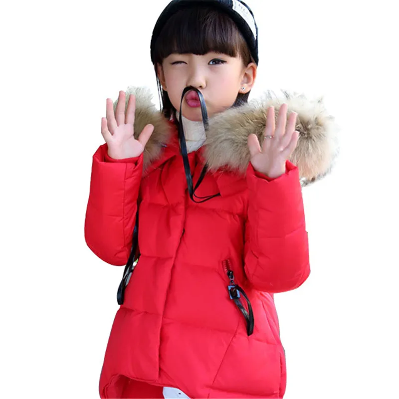 

2017 New Fashion Girls Winter Warm Coat Kids Jacket Fashion Thicken Fur Hooded Snow Wear Cotton Down Outerwear Girl Winter Coats