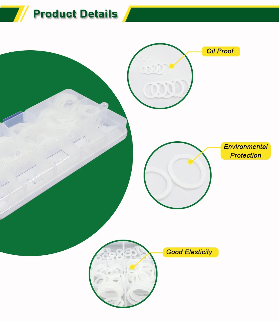 LUJX-R 225 шт уплотнительное кольцо набор белых силиконовых уплотнительных колец набор уплотнительных колец прокладки, шайбы Orings втулка ассортимент с коробками