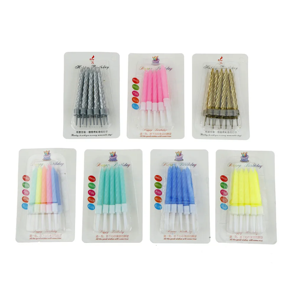 

10pcs/lot Colorful Candles Crystal Thread Wedding Decoration Velas Pink Art Birthday Candle