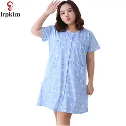 XXL-5XL для женщин хлопковая ночная рубашка с принтом кролика Sleepshirt плюс размеры Ночная повседневное домашняя одежда летние халаты SY493