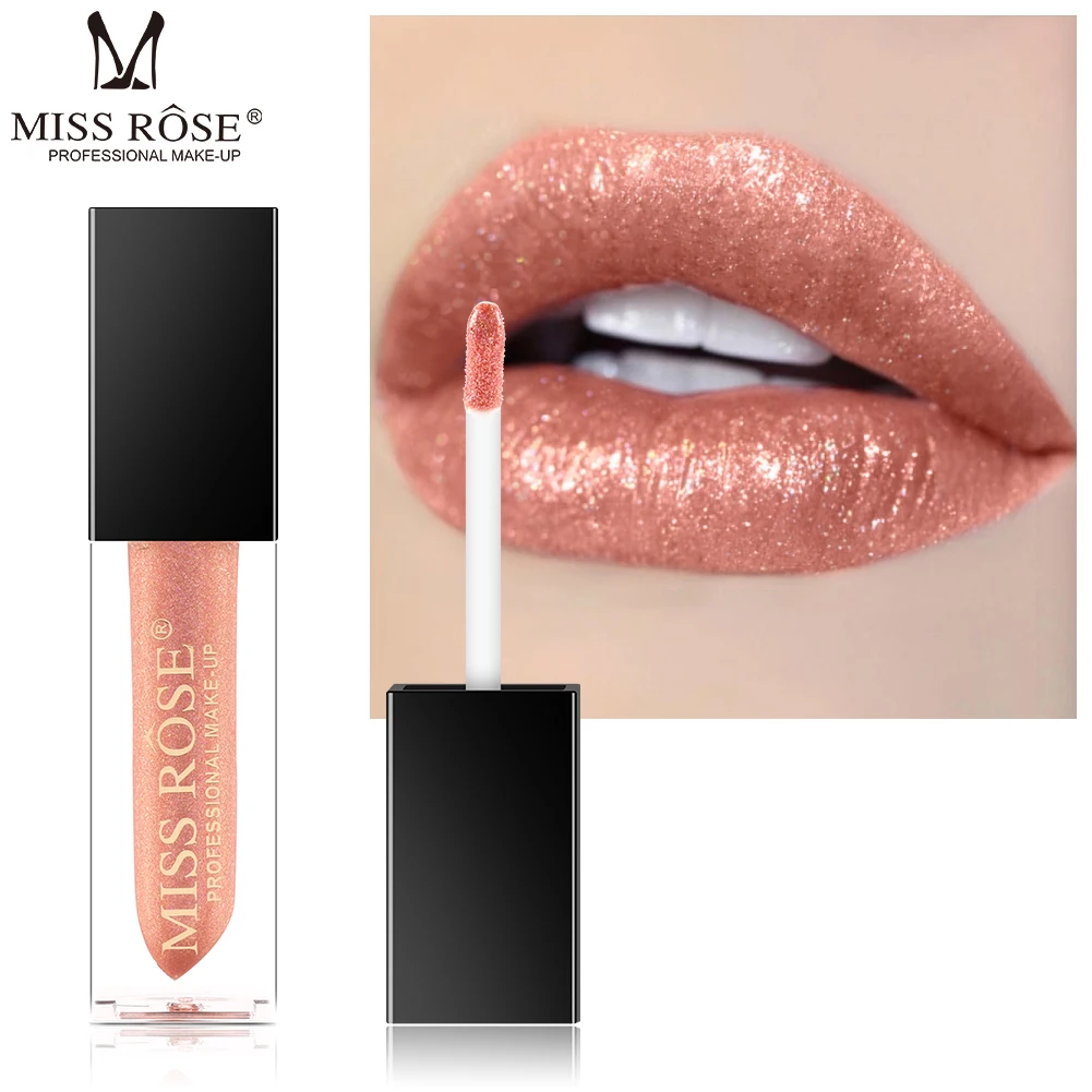 Miss Rose Shimmer Блеск для губ металлический цвет жидкая губная помада макияж