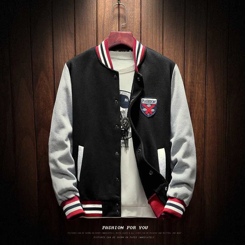 Patchwork Appliques Casual Baseball Uniform Coat Male Jaqueta Masculino Bomber Jacket Men Military New Freeshipping Top 2019