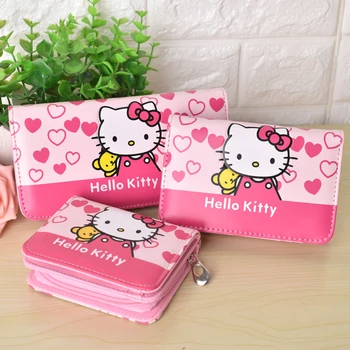 

Cute Cartoon Hello Kitty Famous Brand Designer Purse Women Leather Wallets For Girls Clutch Purse Lady Party Wallet Card Holder