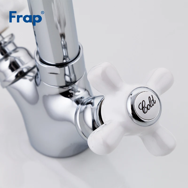 Frap смеситель для раковины с двойной ручкой для ванной комнаты, хромированный кран для раковины, смеситель для горячей и холодной воды torneira F1318