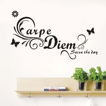 

Latin Quotes DIY Carpe Diem Vinyl Wall Decal Removable Butterflies Art Mural Sticker for Living Room Bedroom Home Decoration