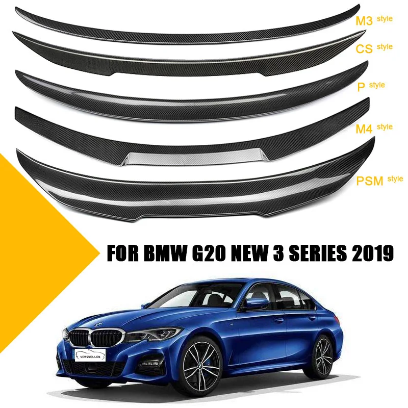 

High quality For BMW New 3 series Spoiler CS M4 m3 P PSM style G20 2019 carbon fiber spoiler rear trunk wing