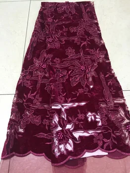 

African Lace fabric Hot Selling France Mesh lace 2018 New Arrival african cord Lace Royal Red guipure lace Fabrics High Quality