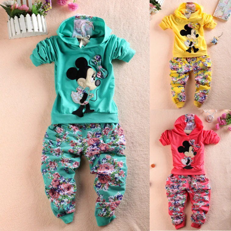 

fashion clothing sports suit kids clothes,children baby girl/boys mickey clothing set  Sweatshirts +pants set minnie mouse