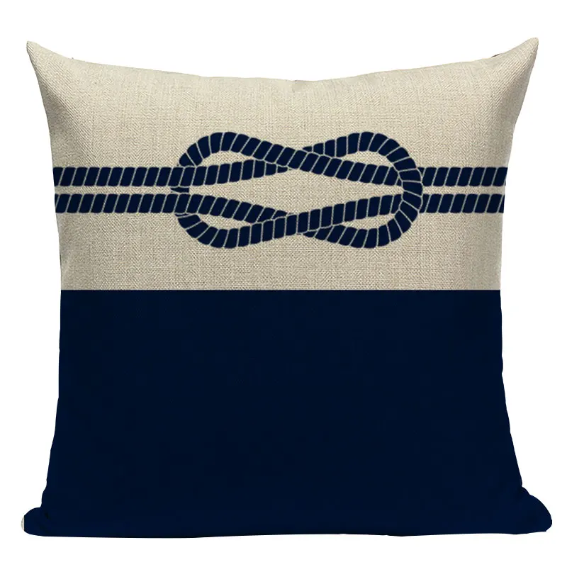 Геометрическая подушка с подушкой, наволочка для украшения дома в скандинавском океане, льняная наволочка с принтом в скандинавском стиле, синяя белая наволочка - Цвет: L116-19