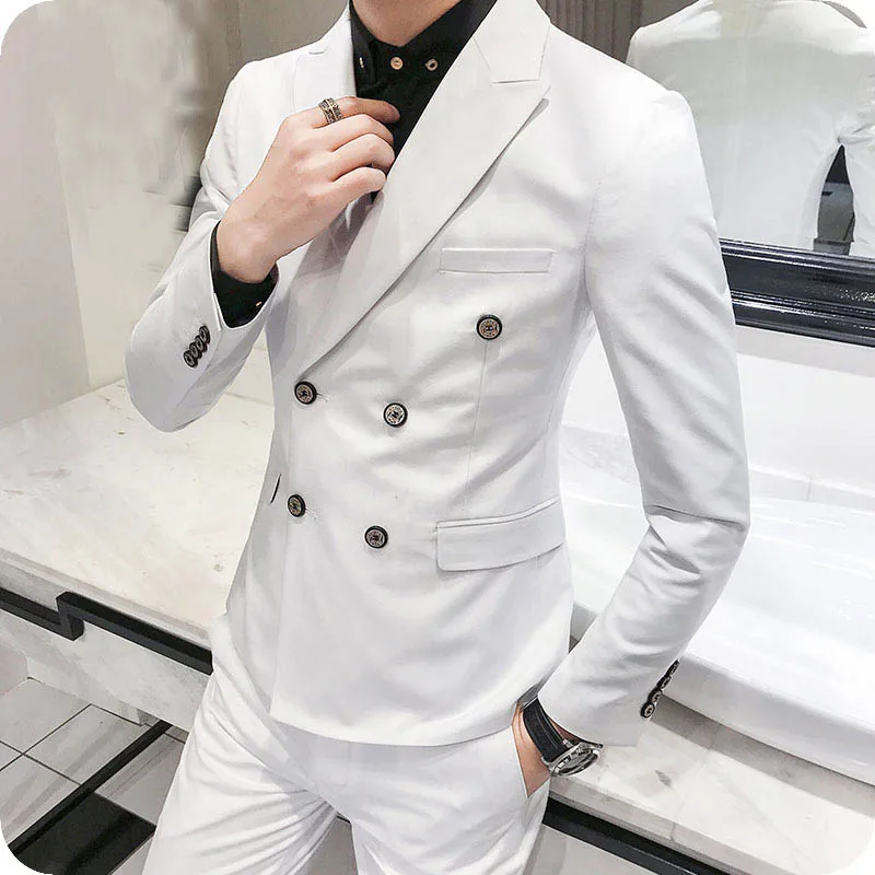 Men Suit for wedding business double breasted peaked lapel (24)