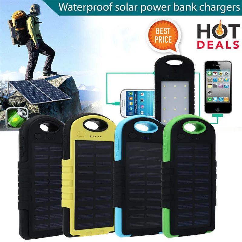 Power Bank 8000mAh Portable Waterproof Solar Charger Dual US
