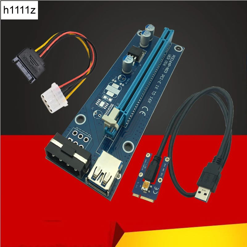 Мини PCIE Райзер карта PCI E Express 1x до 16x USB 3 0 кабель SATA к 4Pin IDE Molex источник питания для