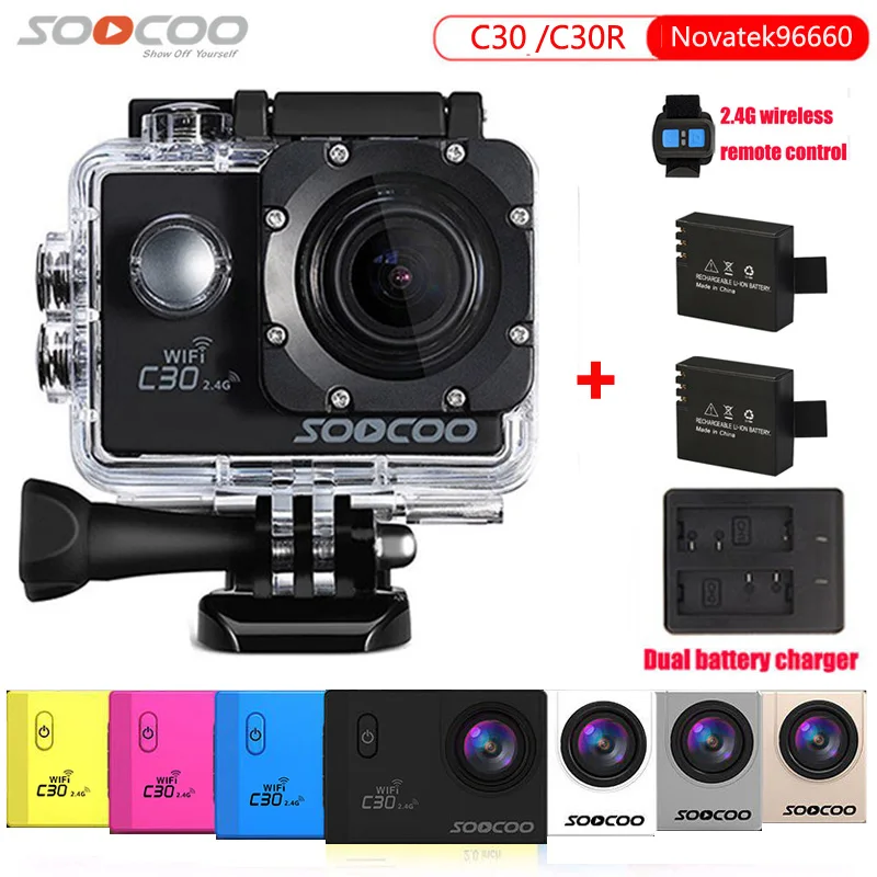 Original SOOCOO C30R 2.4G Wireless Remote Action Camera Real Voice Adjustable Angle Fish Eye Waterproof 30m 4K Wifi Sport DV