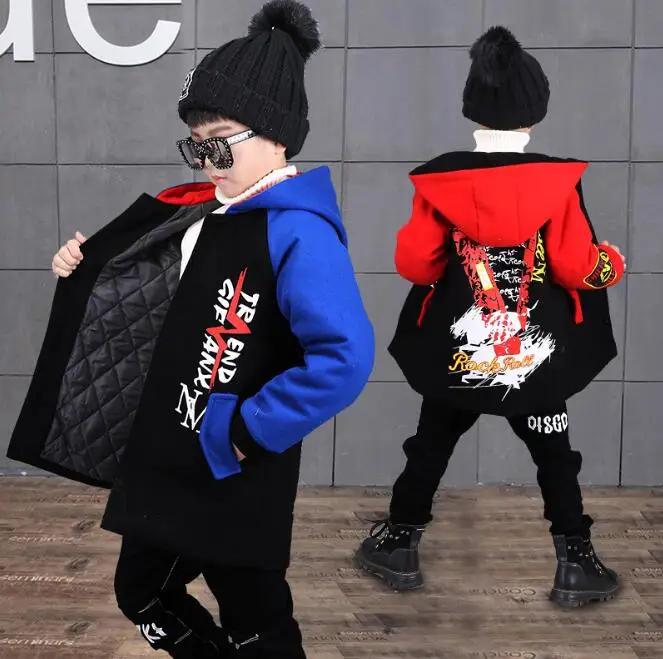 

Winter Autumn Warm Overcoat for Boys Girls Coats Kids Children Clothes Hooded Jacket Thick Windbreaker For 6 8 10 12 14 Years