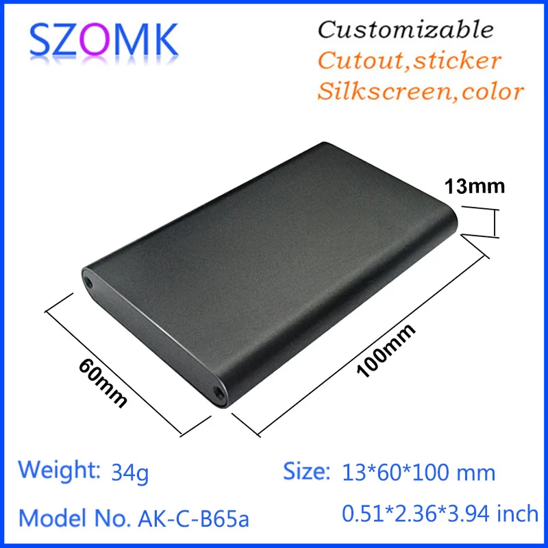 

1 piece, 13*60*100mm szomk aluminum project box enclosures for electronics hot sales extrusion pcb control box diy aluminum case