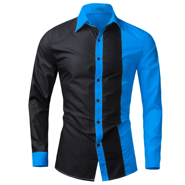 T bird marca 2017 hombres blanco y negro camisa de vestir
