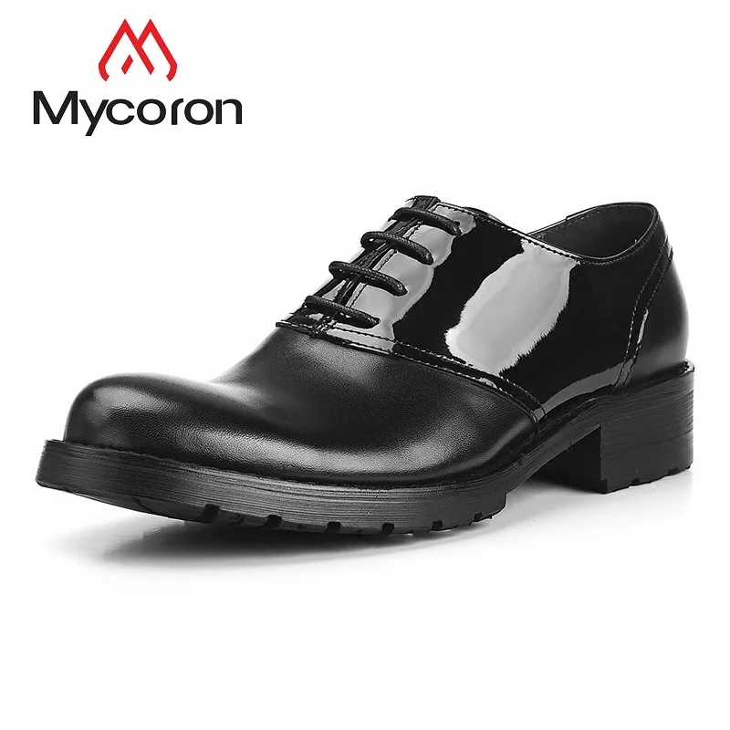 

Mycoron Top Quality Genuine Leather Mens Round Toe Formal Oxfords Platform Shoes Man Office Party On Dress Shoes Zapatos Hombre