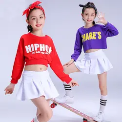 Мода дети джаз танец Костюмы девочек уличных танцев хип-хоп детские танцевальные костюмы Производительность вечерние Комплекты одежды