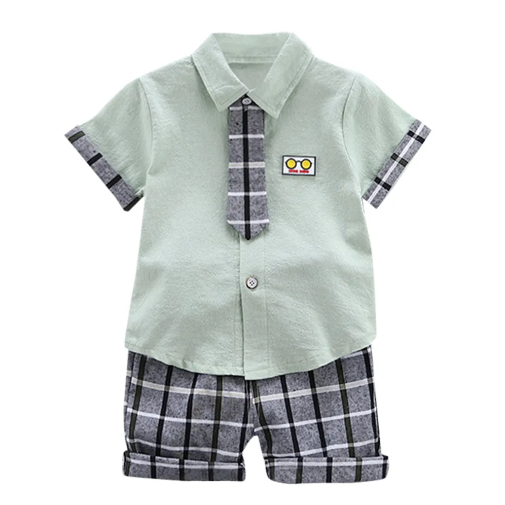 Urbane Toddler Kids Boys Clothes Boy Bow Tie Shirt Plaid Shorts Set Handsome Gentlemen Suit Outfits Clothes 1 2 3 4 Years