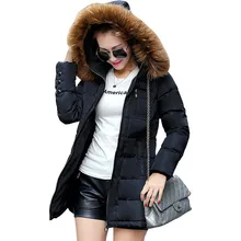 Зимнее пальто женское стеганое длинное корейское большой меховой воротник плюс размер Заводская распродажа vestidos BD048