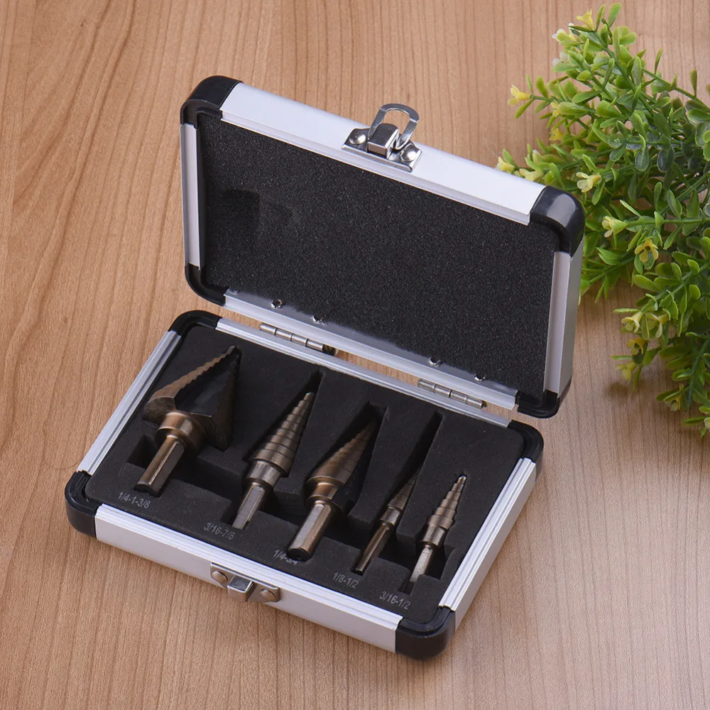 High Quality 5Pcs/Set HSS Cobalt Multiple Hole 50 Sizes Step Drill Bit