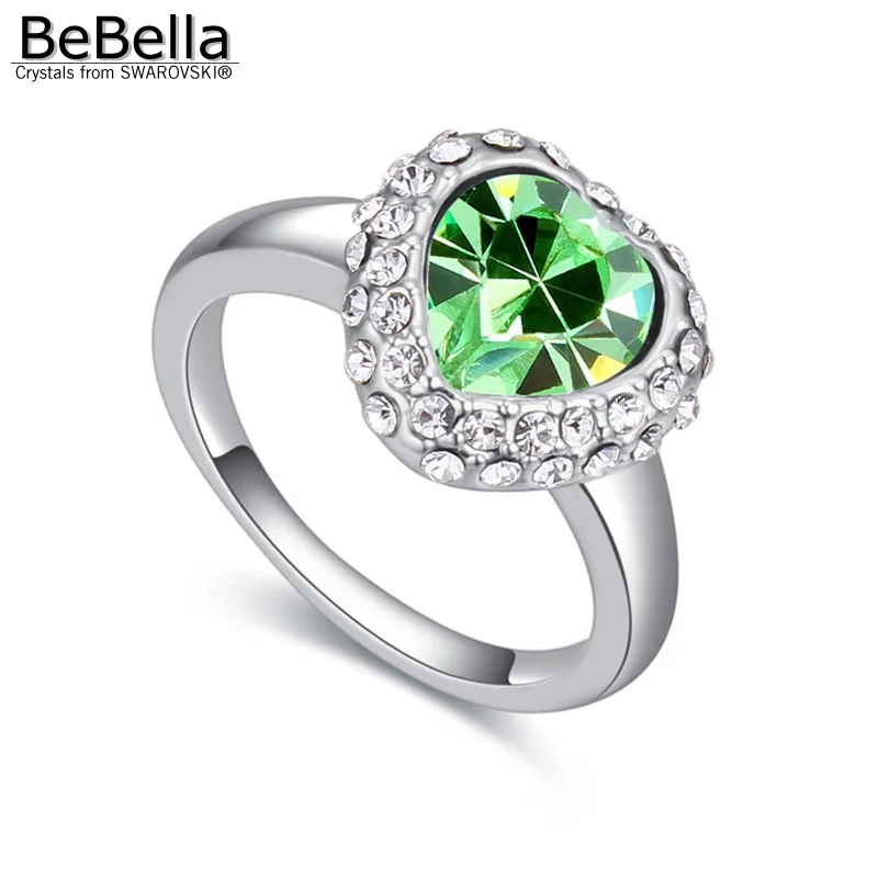 Женское кольцо с кристаллами BeBella на палец в форме сердца элементами Swarovski 5