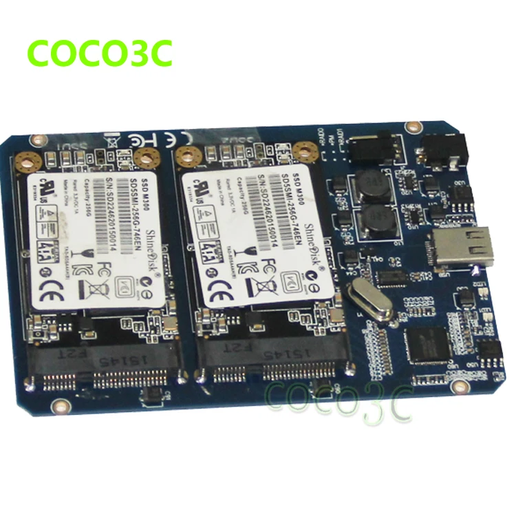  USB 3.1 Typ-C zu 2 MSATA SSD RAID Gehäuse USB-C zu Dual mini SATA adapter mSATA SSD Externe Box + R