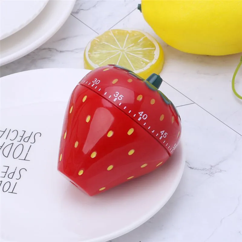 

New Cartoon Timer Plastic Machine Timer 60 Min Alarm Clock Kitchen Timer Stopwatch Kitchen Tools Cute Strawberry Shape Clock