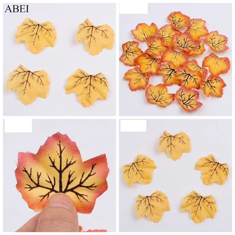 

50pcs/lot Autumn Maple Leaf Artificial Silk Leave For Wedding Home Scrapbook Decoration Fake Fabric Leaves DIY Wreath Garland