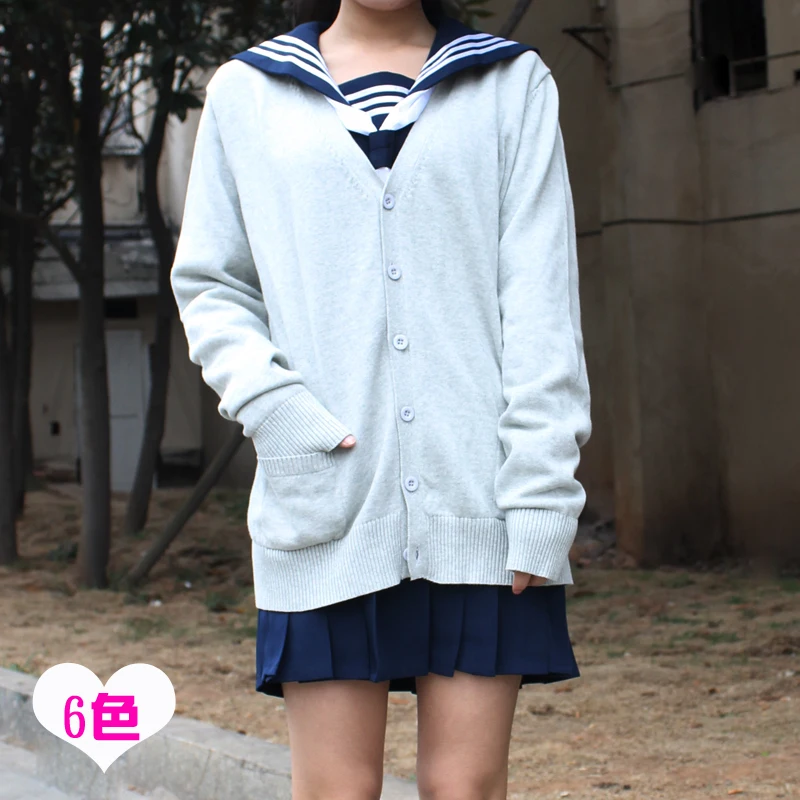 Japan school sweater Spring and autumn 100% V,neck cotton knitted sweater JK uniforms