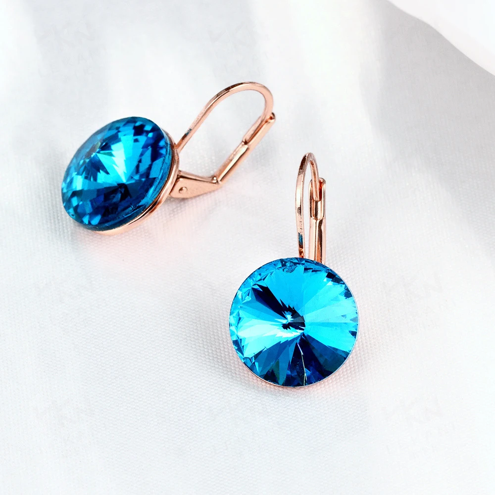 

Blue Sapphire Clip Diamond Earrings for Women 14K Rose Gold Jewelry Ear Rose Gold Fine Jewelry bijoux en argent brincos perola
