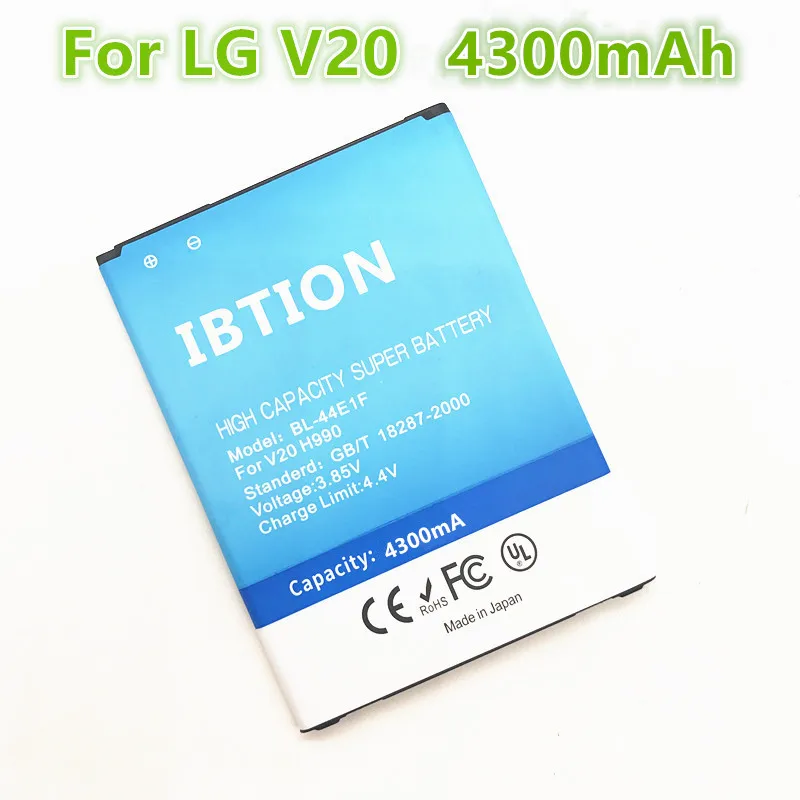 Ibtion 4300 мА/ч BL-44E1F Батарея для оригинальный LG V20 H990 F800 VS995 US996 LS997 H990DS H910 H918 | Мобильные