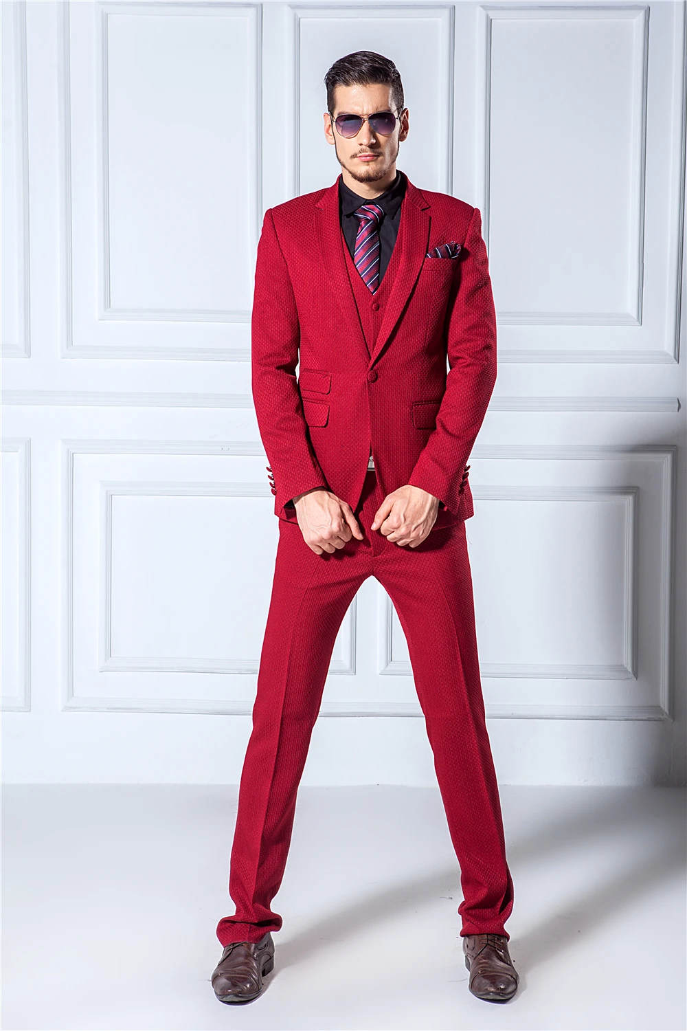 Aliexpress.com : Buy Sexy 2015 Rose Red Slim Fit Groom Suit Lapel