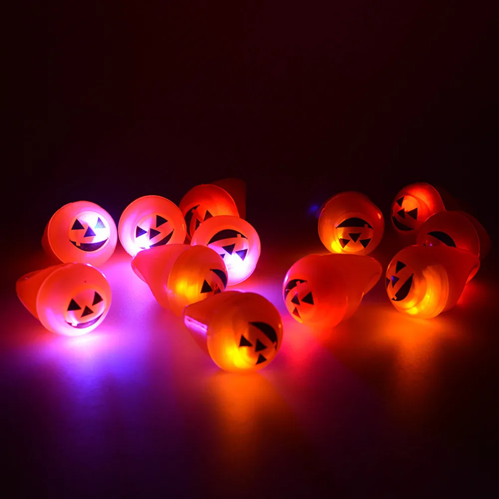 

1PC Halloween Light Up Toy Glowing Pumpkin Light Up Flashing Finger Rings Party Children Kids Toy Exquisite Fun Luminous Ring