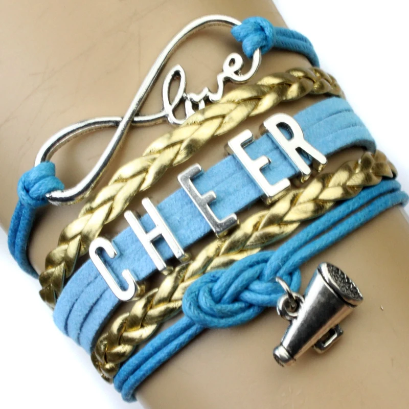 Infinity Love Cheer Megaphone Charm Bracelet Cheering Squad Cheer Team Bracelet Cheerleader