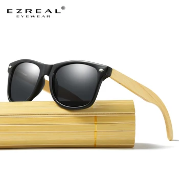 

EZREAL Polarized Wood Sunglasses Bamboo Legs Square Style for Women Bamboo Sunglasses Men With Original package