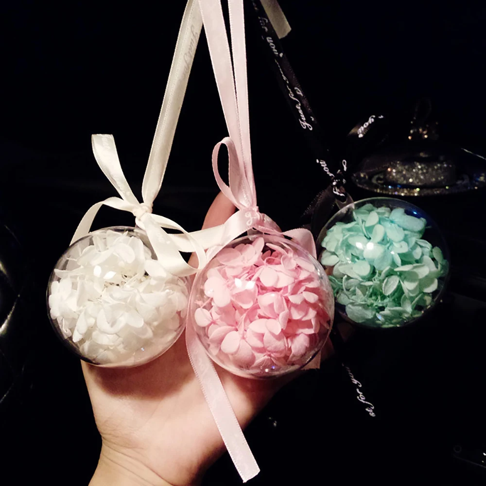 

Car Pendants 7cm Acrylic Ball Eternal Flowers Creative Hand Made Romantic Charm Auto Rear View Mirror Decoration Ornament Gift