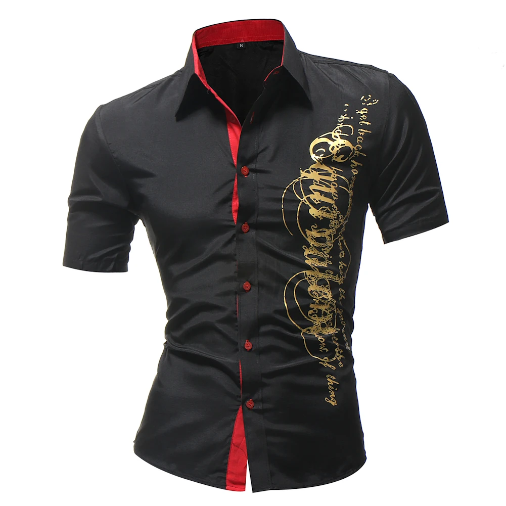 Skup 2018 moda koszula męska z krótkim rękawem topy Print Classic 8 style koszula męskie ubranie koszule Slim koszula męska Plus rozmiar