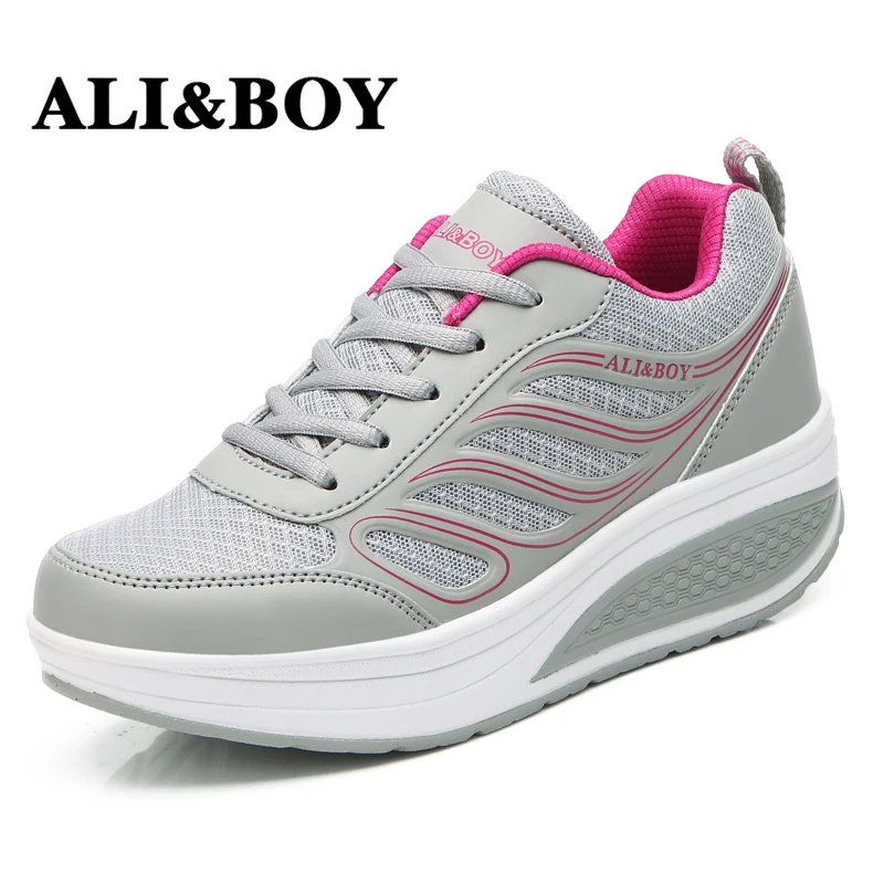 ALI& BOY/женские кроссовки для похудения на платформе 5 см; женские летние кроссовки с дышащей сеткой; спортивная женская обувь для фитнеса