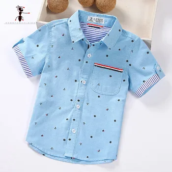 

Summer Short Sleeve Boy's Shirts Casual Turn-down Collar Camisa Masculina Blouses for Children Kids Clothes 1461