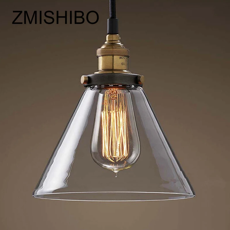 Винтажная стеклянная Подвесная лампа ZMISHIBO 110 240 В E27 потолочные светильники из