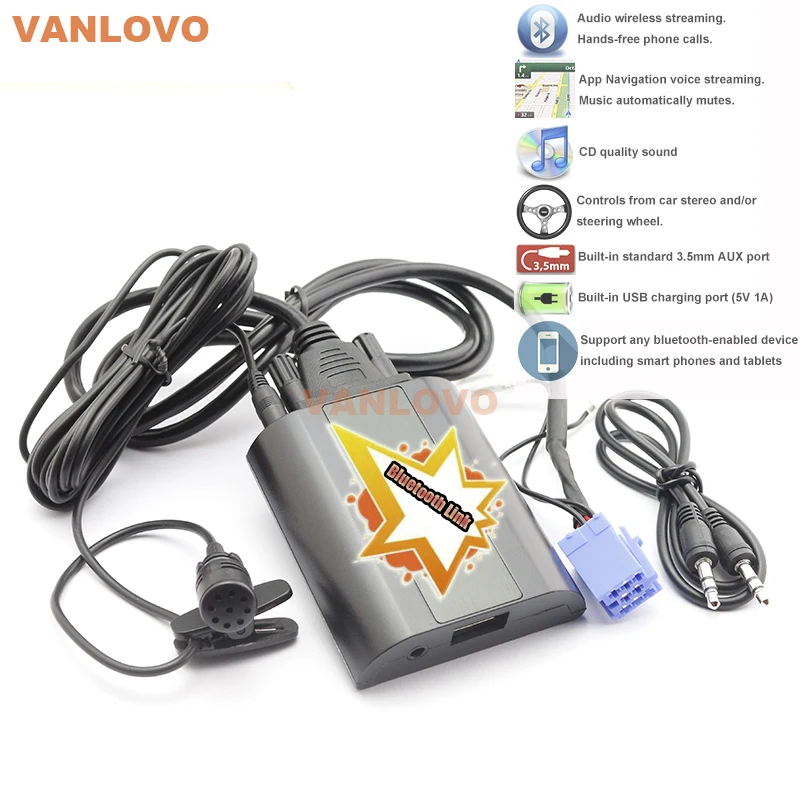 Автомобильный комплект Bluetooth Link со вспомогательным интерфейсом для Renault Clio Megane