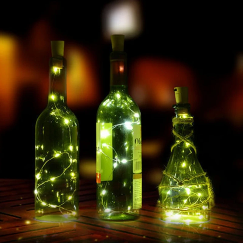 12M 1020LED Strip Light Cork Shaped Bottle Stopper Lamp Holiday Home Wedding Decoration Silver Wire button batery Lamp String  (25)